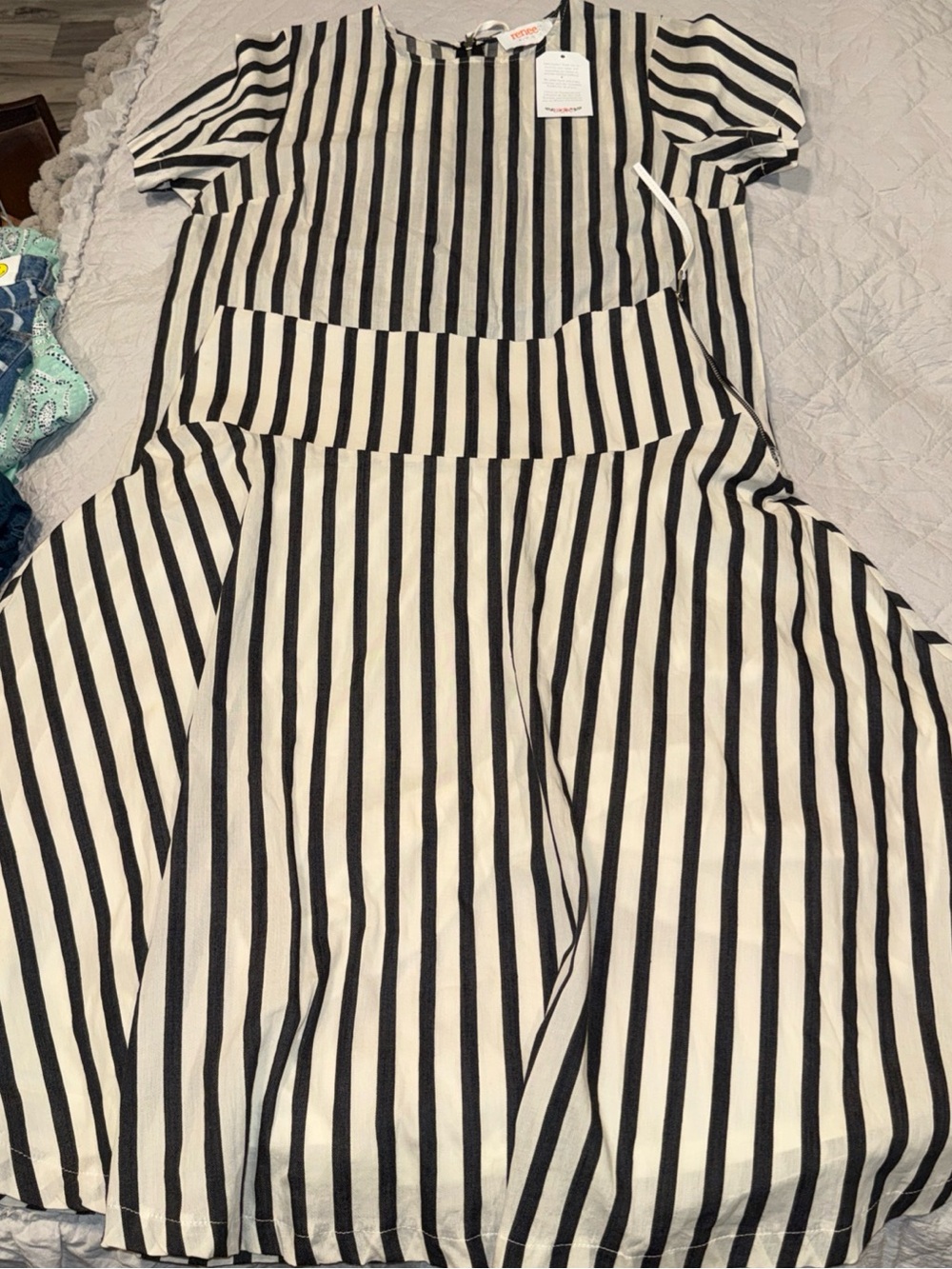 NWT Renee C. Black and White Striped Cotton Skirt Set Dress